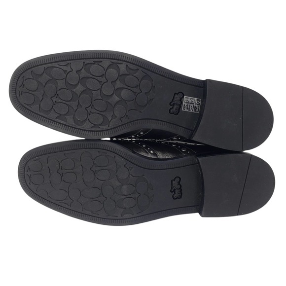 MSRP $250, New Coach Tegan Gunmetal Leather Studded Oxford Wingtip Shoes, Size 7 - Picture 5 of 8